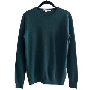 Boden Green 100% Cashmere Crewneck Sweater Minimal Fall Winter * REPAIRS *